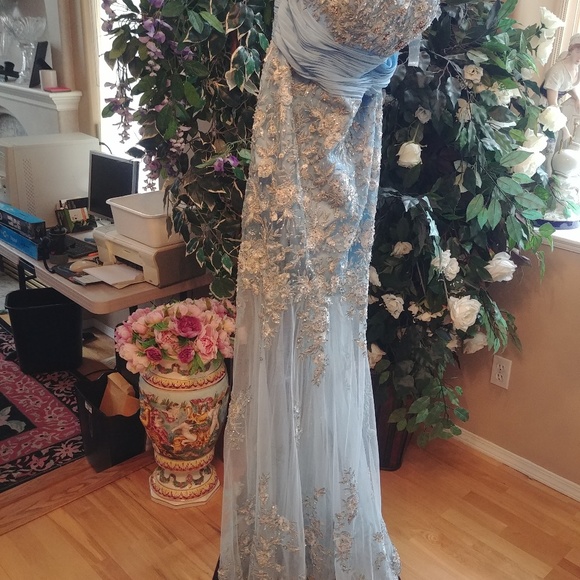 TONY BOWLS SEQUINED/BEADED.APPLICAED EVENING GOWN SZ 10 - Picture 3 of 4